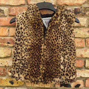 MARVIN RICHARDS Vest Faux Fur Leopard Print Size S